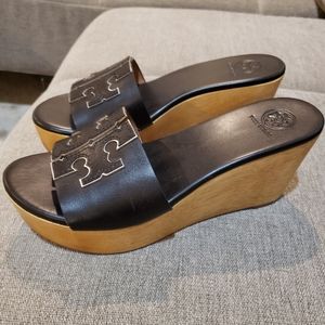 Tory Burch Logo Wedge Sandals